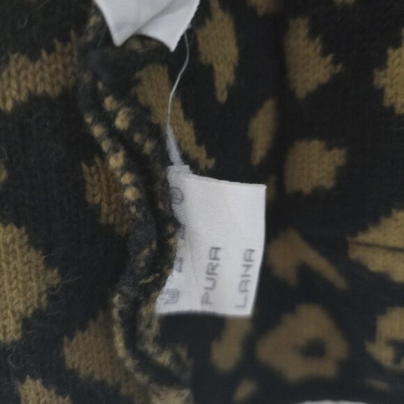 Leopard Print Shawl Collar Cardigan Wool Jacket - Picture 7 of 7